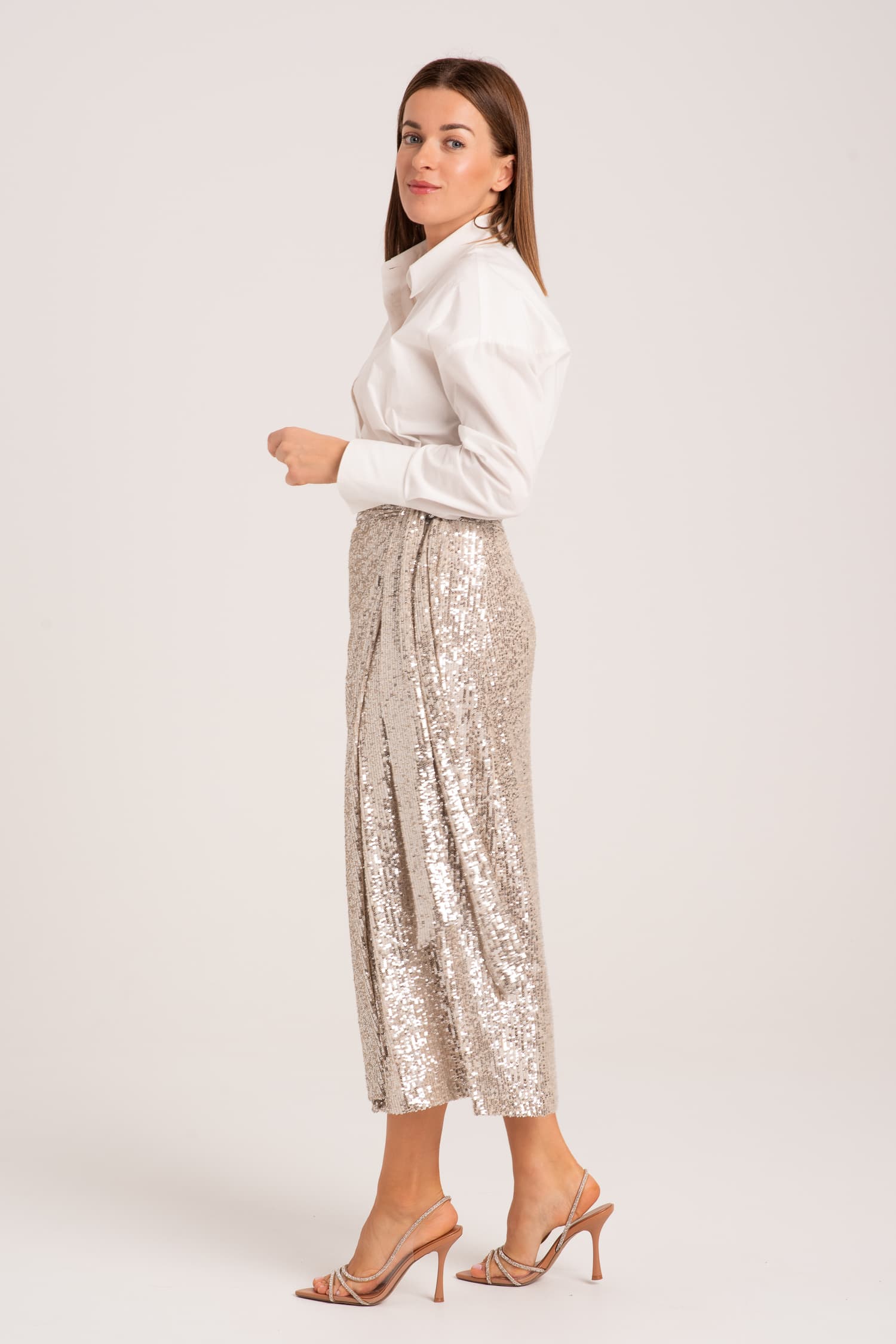 Długa kopertowa spódnica cekinowa Muriel - zdjęcie 4