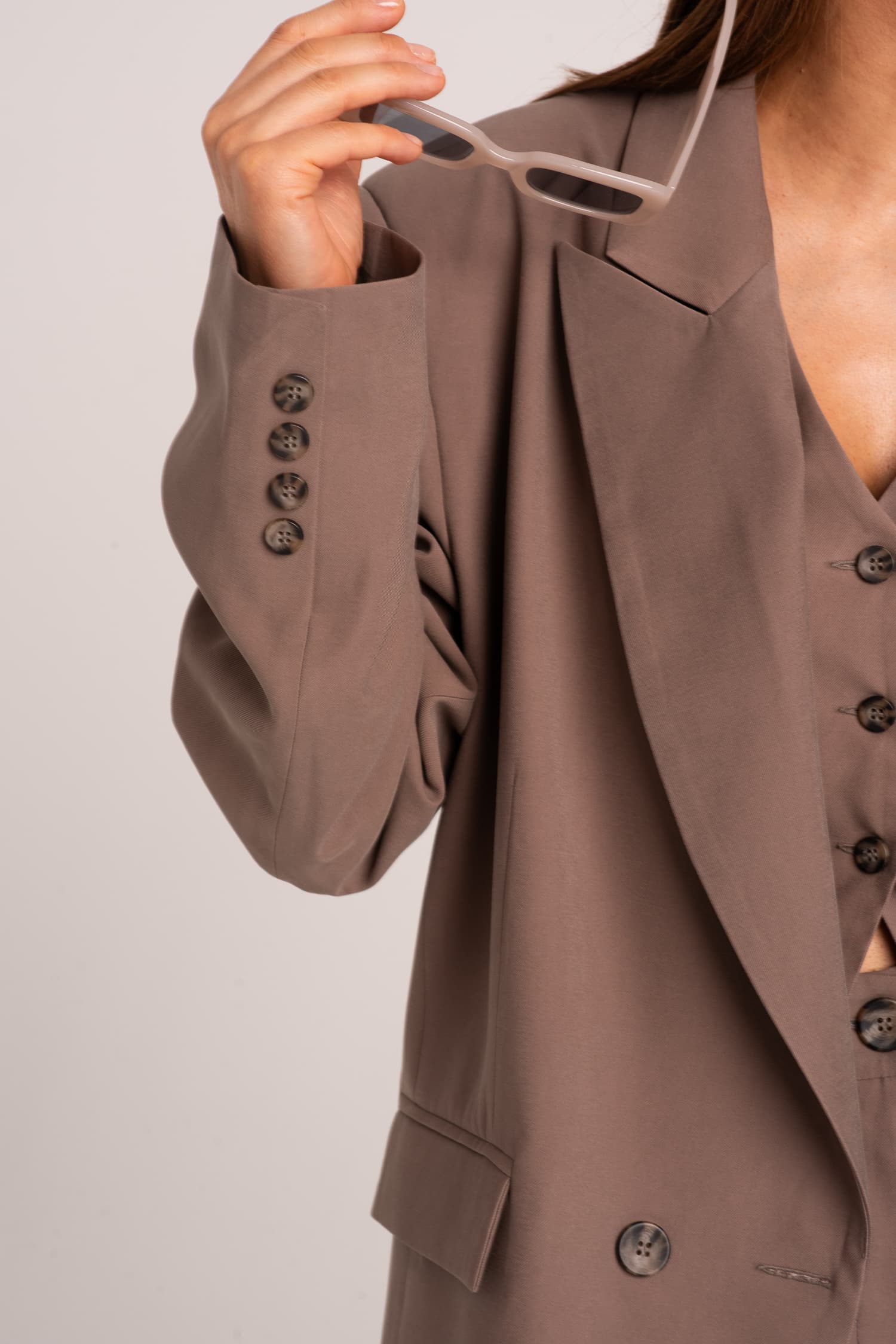 Brązowa marynarka damska oversize Pearl - zdjęcie 3